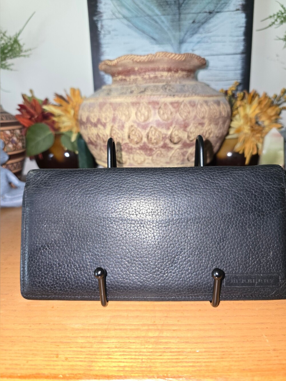 Burberry Black Leather Long Bifold Wallet EUC